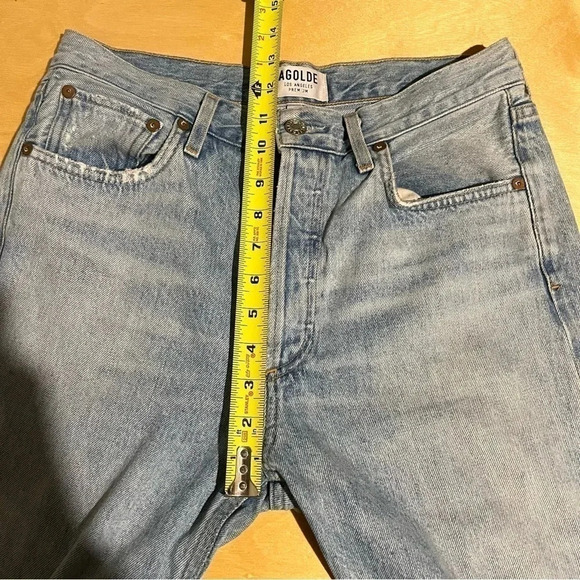 AGOLDE Jamie High Rise Classic Distressed Jeans Shakedown Light Blue Size 28 - Picture 10 of 11
